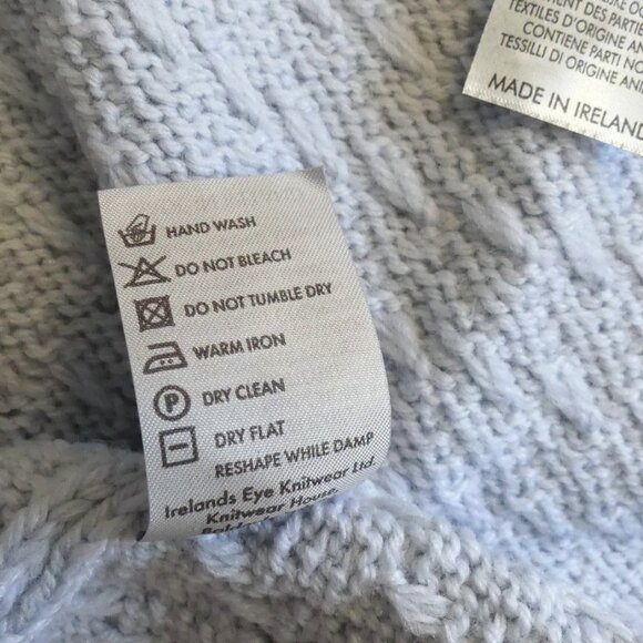 Ireland's Eye Glangevlin 1 Button Lattice Weave Long Cardigan Sweater Ice Blue S - Picture 15 of 16